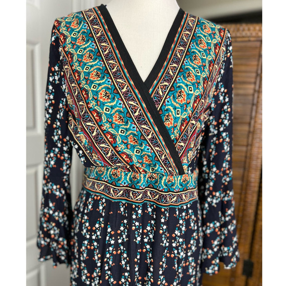 NWOT SHEIN Plunging Neck Tribal Print Floral Motif Maxi Dress Boho Dress 12/XL - Picture 12 of 12